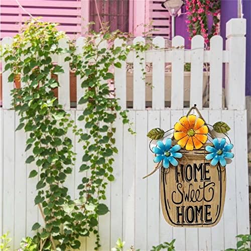 עץ DIY שלט בברכה לקישוט הבית של דלת הכניסה, עיצוב פרחים תלייה תלייה תלייה מלאכה סיג קישוטי דלת קיר בית עם חוט