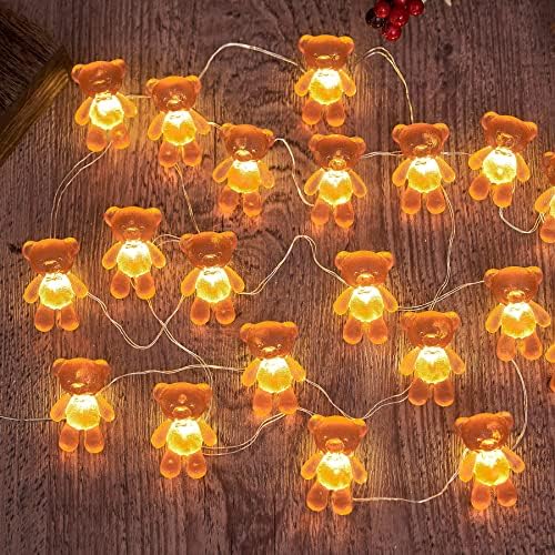 Belniak חמודה חום דובון קישוט אורות דקורטיביים לחג המולד פיות מיתרים אורות חידוש מתנות 8.5ft USB תקע או סוללה למסיבת חדר שינה מקורה עיצוב