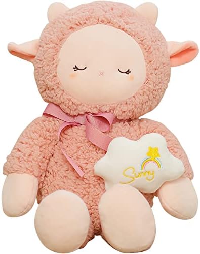 Miquanggo בובות קטיפה ורוד ילדה לב לב כבשה קטנה כרית חיבוק כרית קטיפה צעצוע כבשה בובה ילדה מחזיקה בובה ישנה בובה צבע: B, גודל: 50 סמ