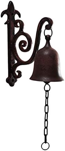 דקונור וינטג 'פעמון בארוחת ברזל יצוק כפעמון דלת הכניסה, עיצוב תלוי או קיר מקורה קיר עתיק חווה ופעמון שער קדמי, שחור סילון