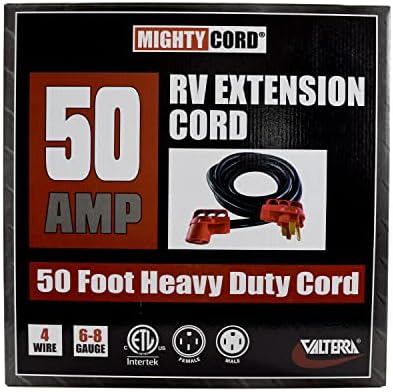 Valterra A10-5050EH Mighty Cord RV 50-AMP HONT TORD, 50 רגל, אדום