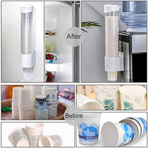 מתקן כוסות קסרנאן, מחזיק כוסות מסוג משיכה למקרר מים מתאים לכוסות חרוט של 5 עוז - 7 עוז או כוסות תחתונות שטוחות, הר קיר של צלחת הדבקה או