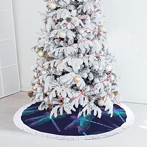 חצאית עץ חג המולד של שפירית יפהפה עם גדילים חג המולד הדפסת מחצלת רצפת חג