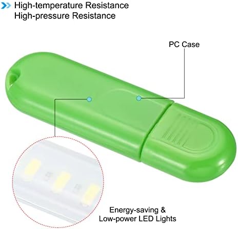 תאורת לילה USB של פטיקיל, 4 חבילות תוספות ניידות מקל מנורת LED קטן עם 3 חרוזי מנורה אור USB אור לחדר אמבטיה ביתי קריאה לקמפינג שינה, ירוק