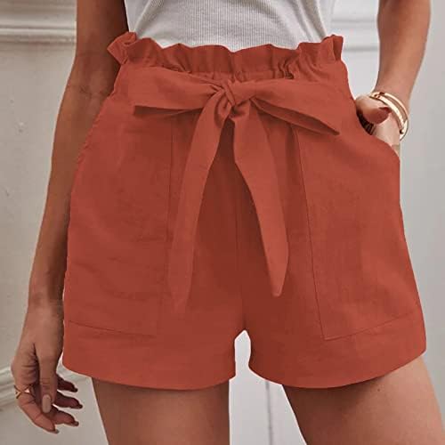 מכנסיים קצרים של UQrzau של נשים קיץ מזדמן אופנת קיץ סולידי קשת רגל רחבה עם מכנסיים קצרים בכיסים 2023