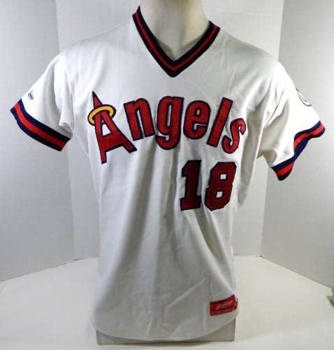 1987 Angels California Urbano Lugo 18 Game השתמשו בג'רזי לבן 44 DP22398 - משחק משומש גופיות MLB