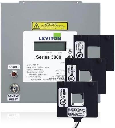 Leviton 3K48D-1D Series 3000 480V 3P3W 100A ערכת מטר מקורה עם 3 CTS Core Split Cts