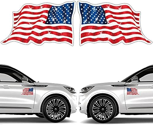 2 חבילה מגנט דגל אמריקאי רפלקטיבי למכונית עמיד למים פטריוטי מנופף בארהב דגל מגנטי לרכב משאית אוטומטית - 6.73 x 4.2 ליום הזיכרון הצבאי