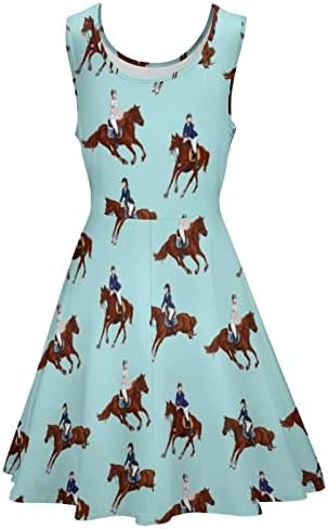 Baikutouan מירוץ סוסים שמלת נדנדה ללא שרוולים חוף מיני לנשים הדפס